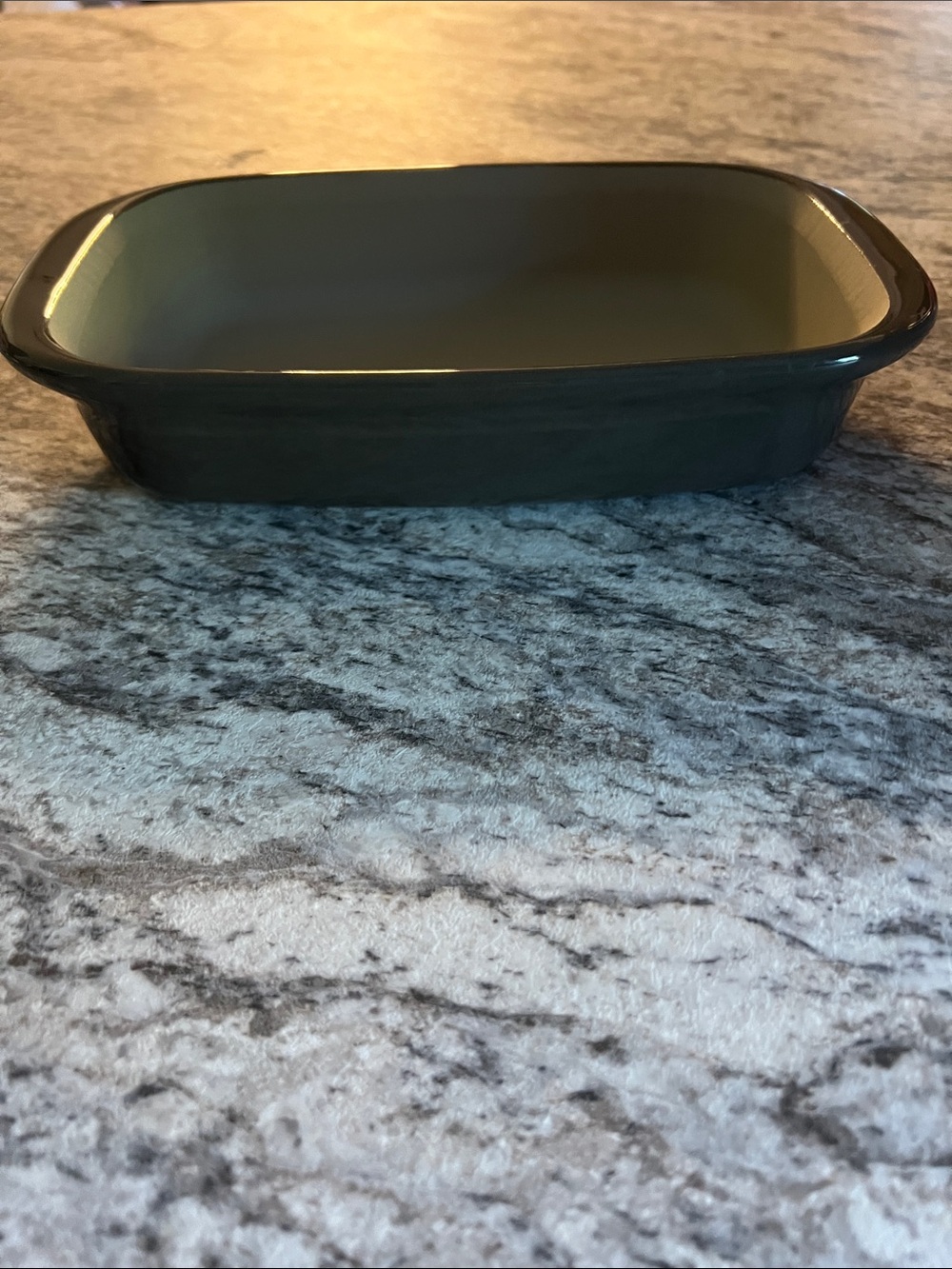 Pampered Chef Glazed Gray Stone Baking Dish 6 x 9 x 1.75 inch 1 quart EUC